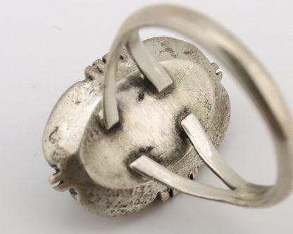 Navajo Ring .925 Silver Turquoise Native American Artist C.1980's