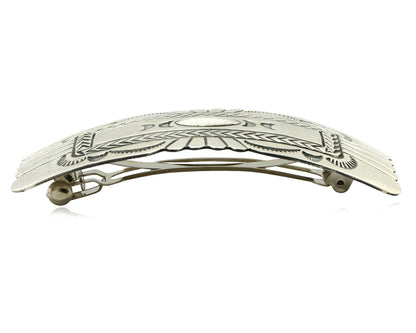 Navajo Hair Clip Barrette .925 Silver Hand Stamped Artist Signed Harold Tom C80s