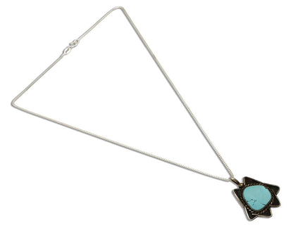 Navajo Handmade Necklace 925 Silver Natural Blue Turquoise Native Artist C.70's
