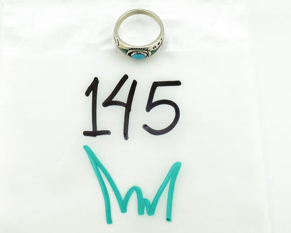 Navajo Handmade Ring 925 Silver Blue Turquoise & Coral Native American C.80's