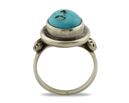 Navajo Ring .925 Silver Sleeping Beauty Turquoise Native American Artist C.1980s
