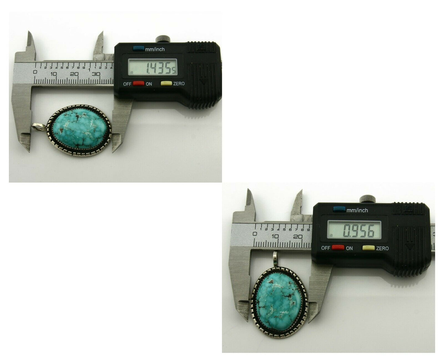 Navajo Pendant .925 Silver Kingman Turquoise Signed Artist Yazzie C.80's