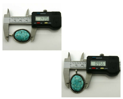 Navajo Pendant .925 Silver Kingman Turquoise Signed Artist Yazzie C.80's