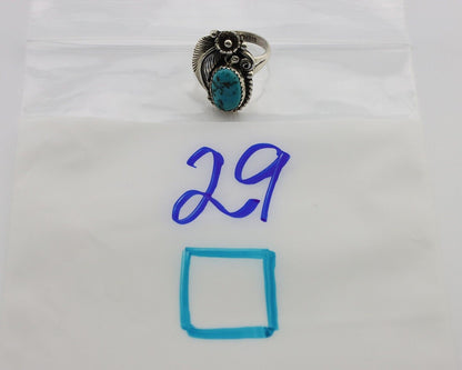 Navajo Ring 925 Silver Natural Blue Turquoise Native American Artist C.80's