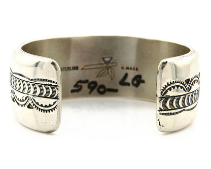 Navajo Bracelet .925 Silver Lone Mtn Turquoise Signed Peace Pipe C.80's