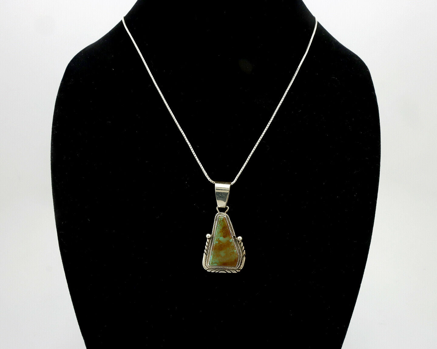 Navajo Pendant .925 Silver Royston Turquoise Artist Signed BKF C.80's