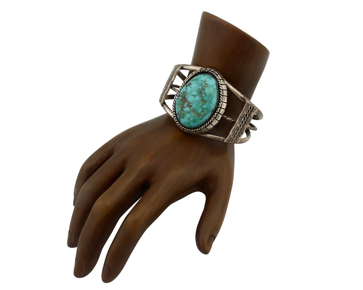 Navajo Bracelet 925 Silver Natural Blue Spiderweb Turquoise Signed Tom Willeto