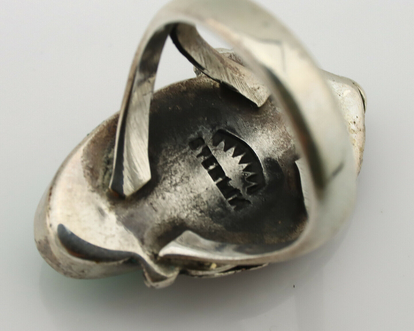 Navajo Ring .925 Silver Kingman Turquoise Native American Signed C.80's