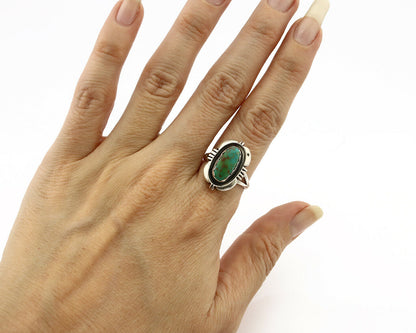 Navajo Ring .925 Silver Kingman Turquoise Handmade Native American Artist C.80's
