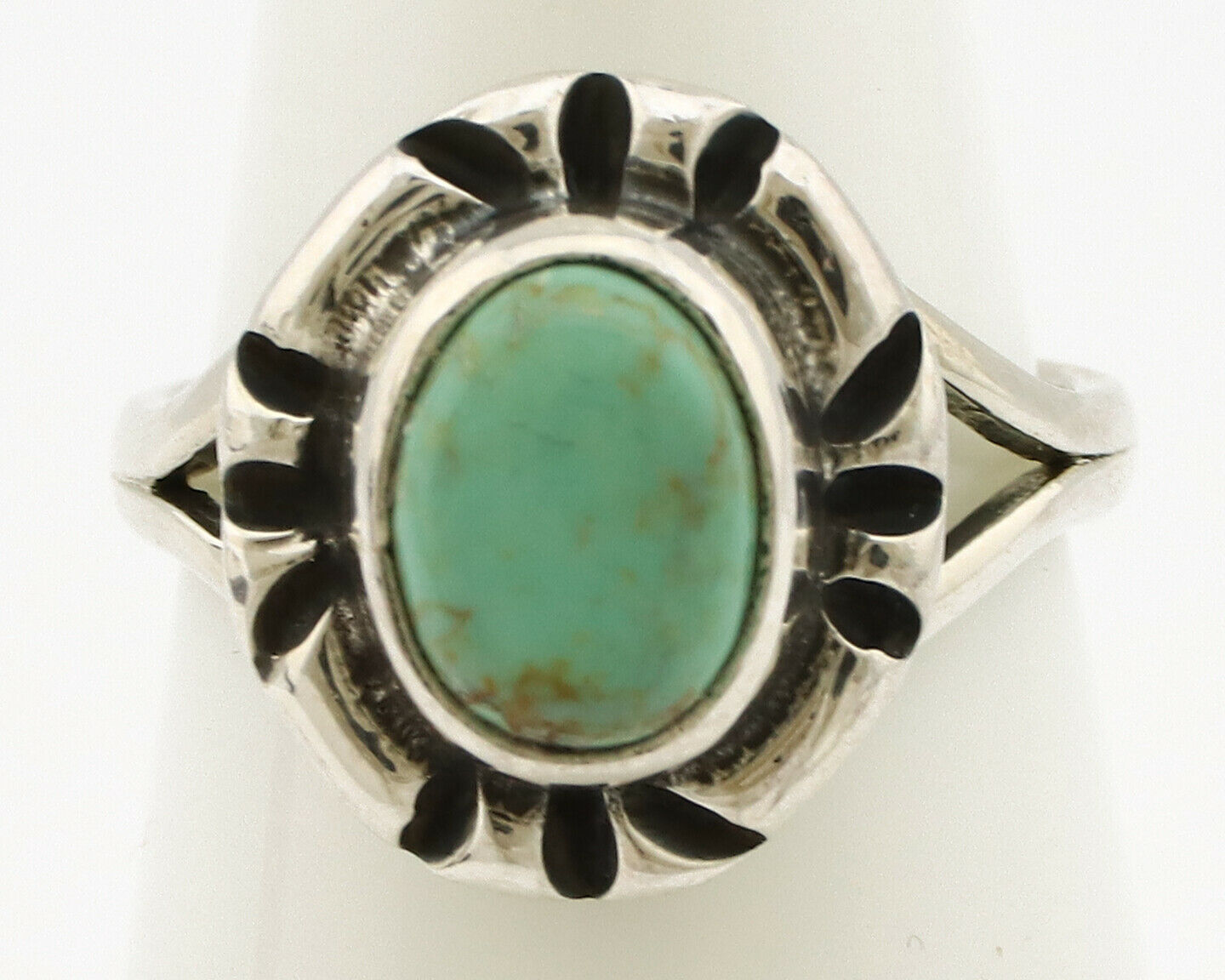 Navajo Ring .925 Silver Kingman Turquoise Artist Signed Gecko C.90's