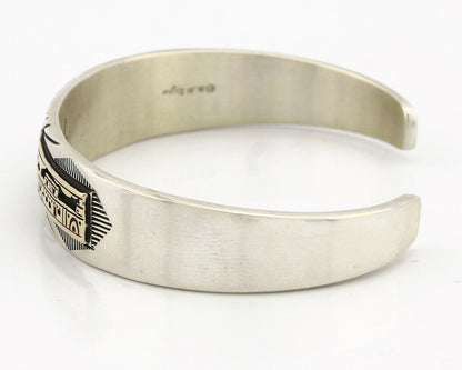 Navajo Bracelet .925 Silver SOLID 14k Yellow Gold Signed MM Rogers & EG C80-90s