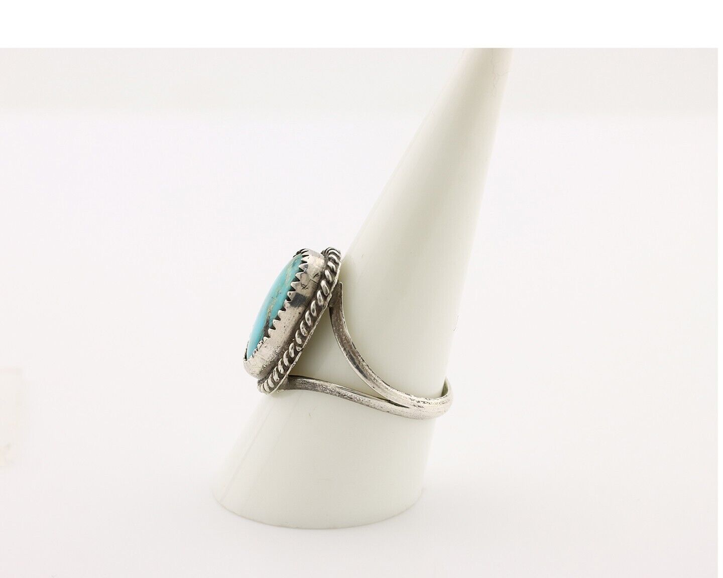 Navajo Handmade Ring 925 Silver Kingman Turquoise Artist Signed MC C.80's