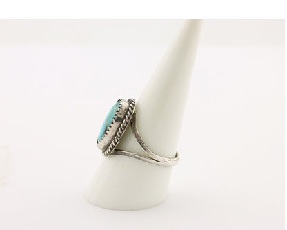 Navajo Handmade Ring 925 Silver Kingman Turquoise Artist Signed MC C.80's