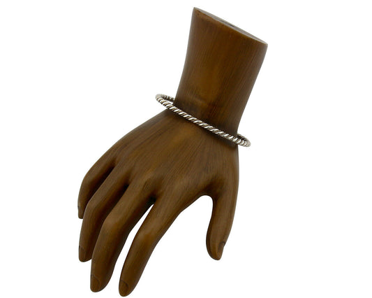 Navajo Bracelet .925 Silver Braided Twisted Artist Tahe C80's 3.0mm Wide