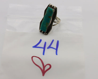 Navajo Ring .925 Silver Kingman Turquoise Artist Signed B C.80's