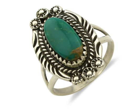 Navajo Ring .925 Silver Kingman Turquoise Native Artist C.1980's