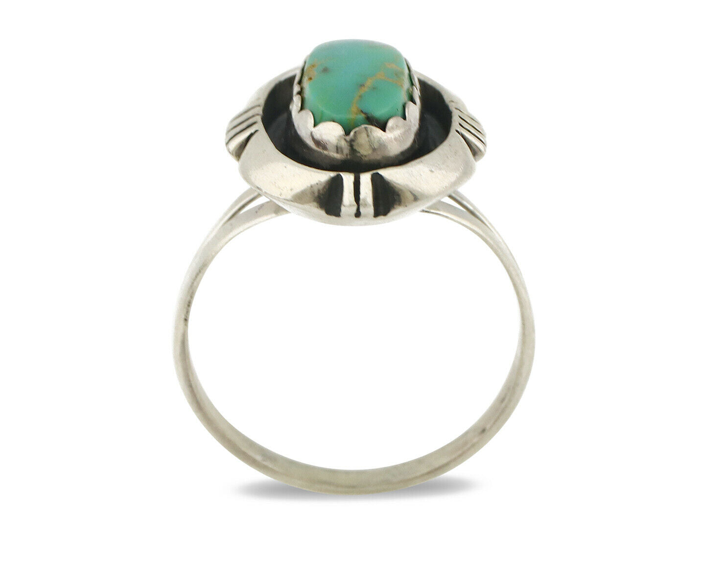 Navajo Ring .925 Silver Kingman Turquoise Handmade Native American Artist C.80's