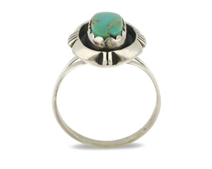 Navajo Ring .925 Silver Kingman Turquoise Handmade Native American Artist C.80's