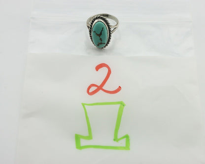 Navajo Ring .925 Silver Natural Blue Turquoise Native American Artist C.80's