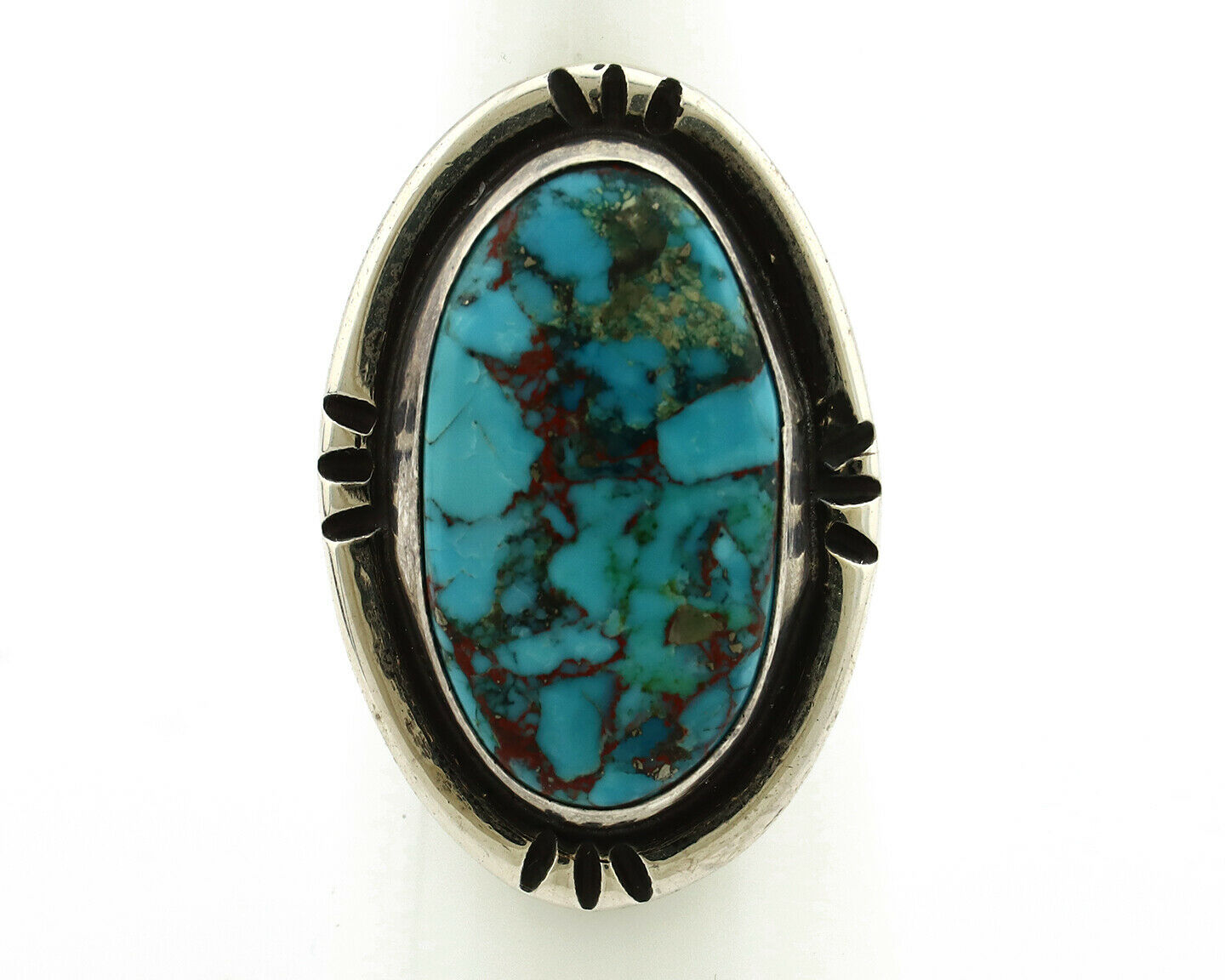 Navajo Ring .925 Silver Blue Turquoise Native American Artist C.80's