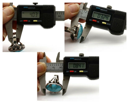 Navajo Ring .925 Silver Morenci Turquoise Native American Artist C80s