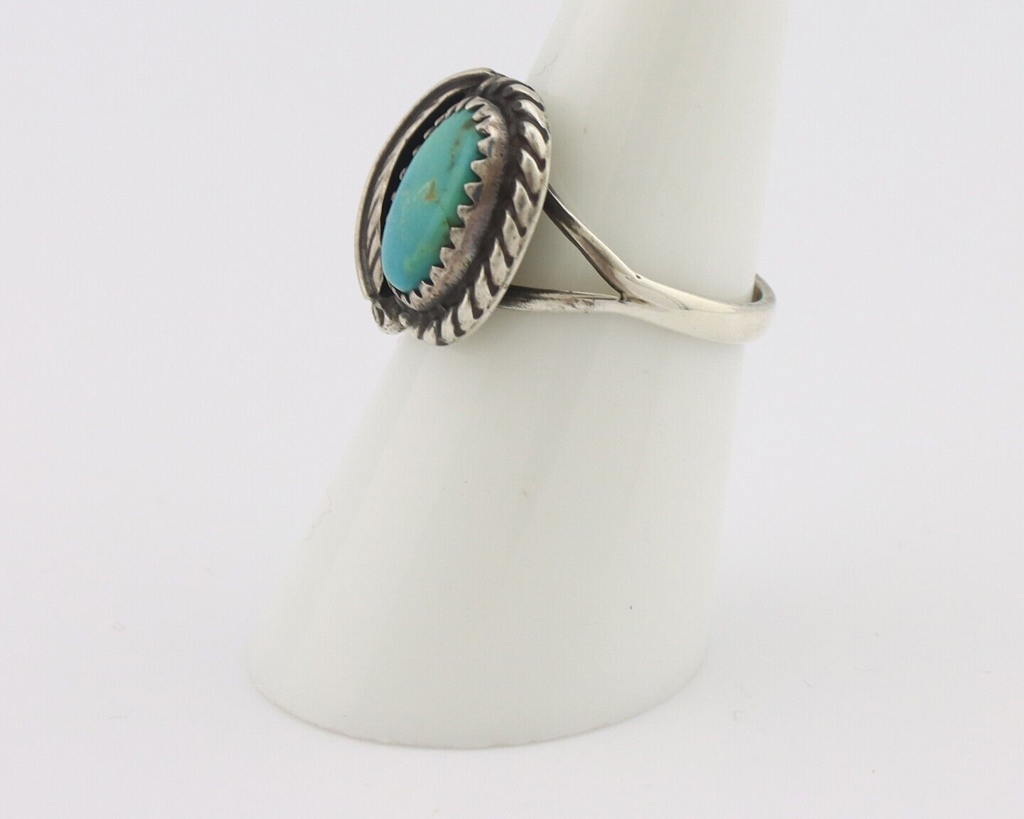 Navajo Handmade Ring 925 Silver Kingman Turquoise Native Artist C.80's