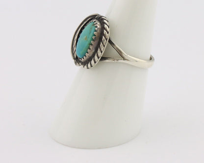 Navajo Handmade Ring 925 Silver Kingman Turquoise Native Artist C.80's