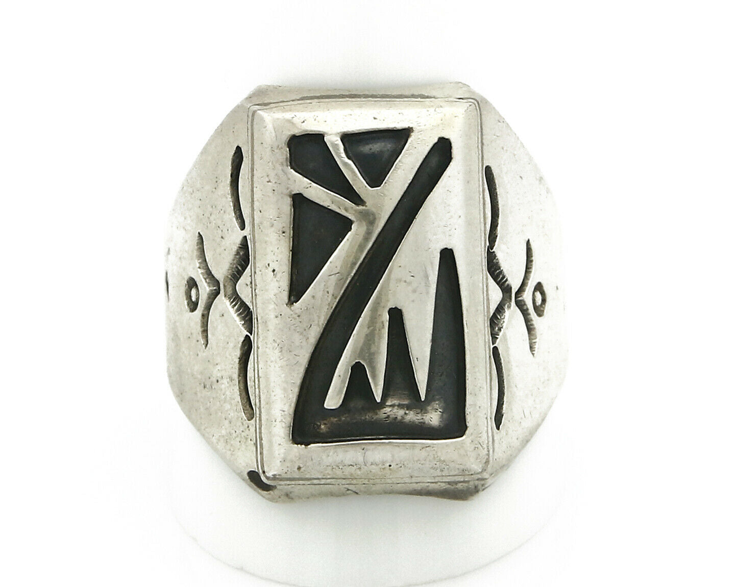 Navajo Overlay Ring .925 Handmade Native American C.80's