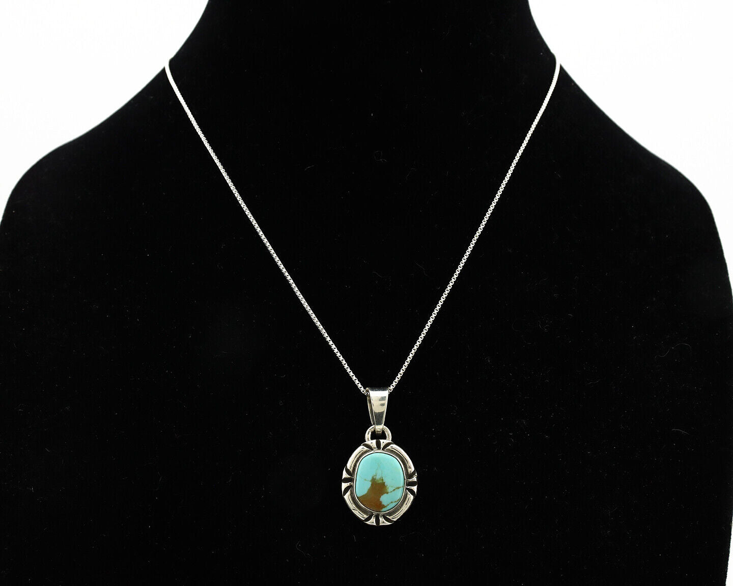 Navajo Necklace 925 Silver Kingman Turquoise Artist Signed Gecko C.80's