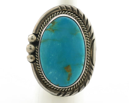 Navajo Ring .925 Silver Natural Turquoise Artist Signed KH C.80s
