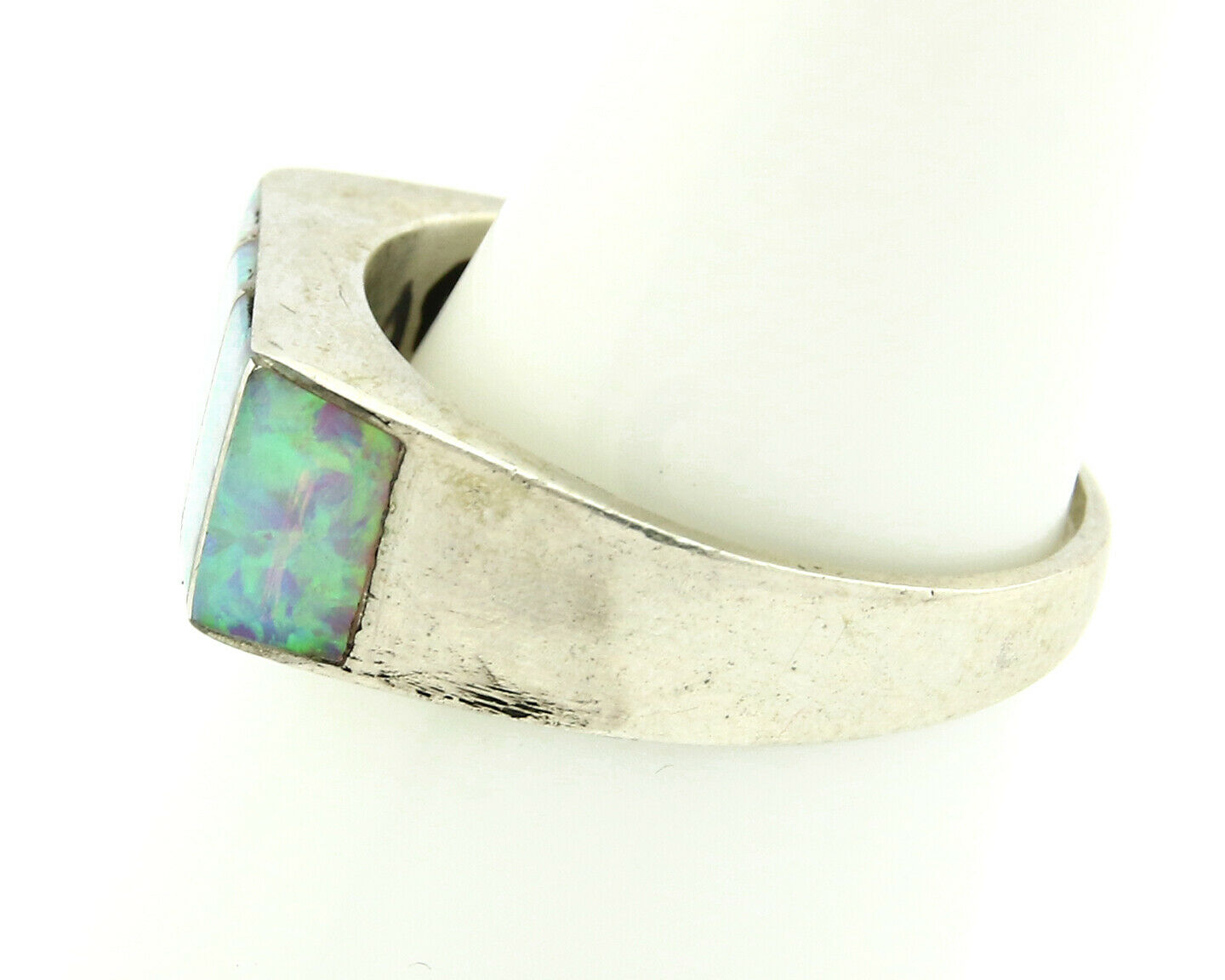 Navajo Ring .925 Silver Opal Artist Native American C.80's