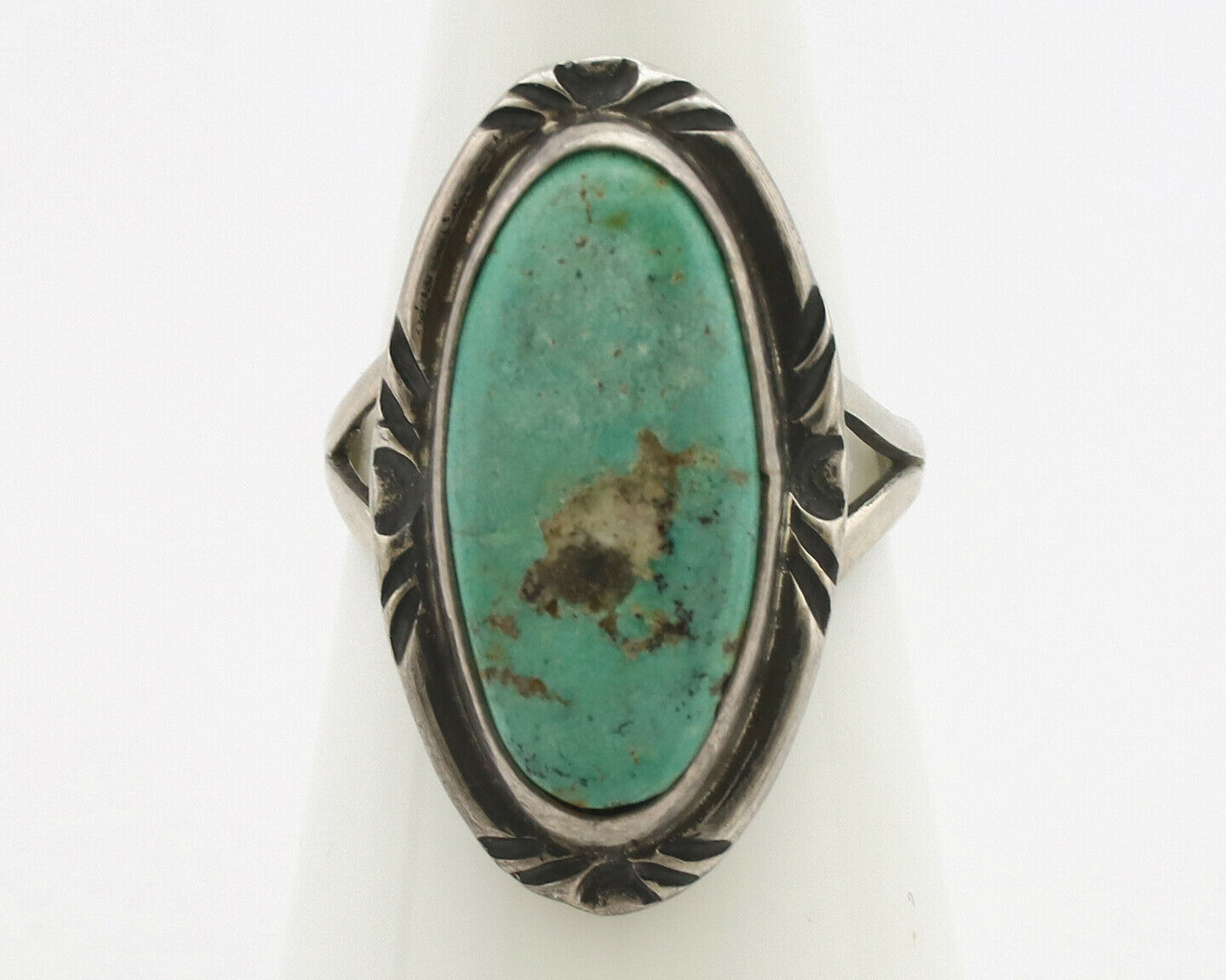 Navajo Ring .925 Silver Kingman Turquoise Native Artist Signed C.80's
