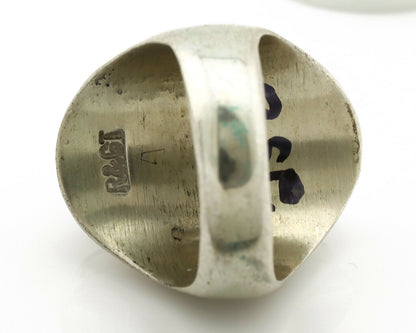 Zuni Inlaid Ring .925 Silver Gemstone Artist Richard & Geneva Terraza C.1980's
