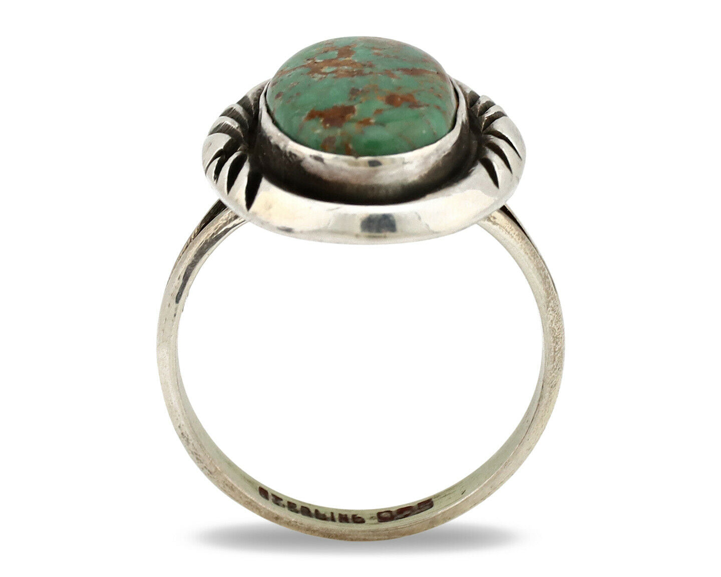 Navajo Ring .925 Silver Kingman Turquoise Native American Artist C.1980's