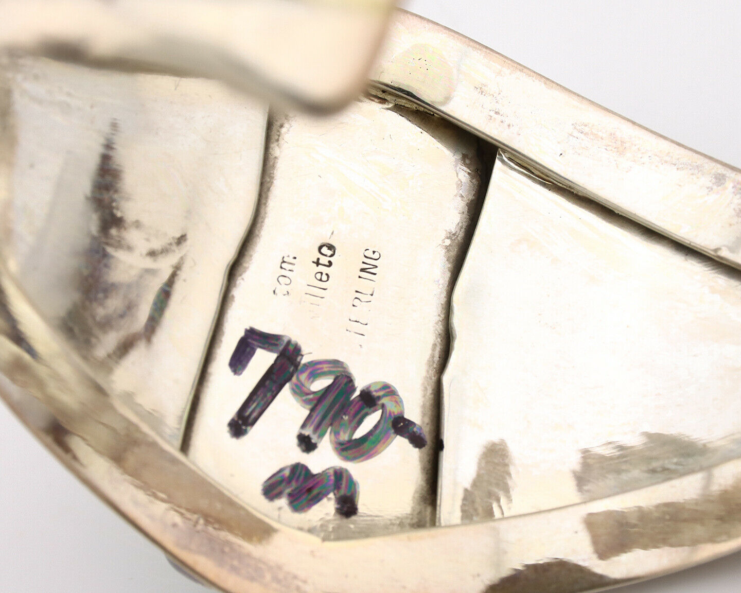 Navajo Cuff Bracelet .925 Silver Blue Green Turquoise Signed Tom Willeto C.80's