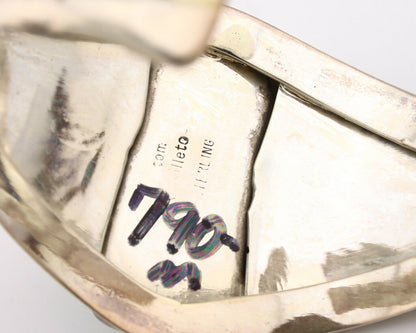 Navajo Cuff Bracelet .925 Silver Blue Green Turquoise Signed Tom Willeto C.80's