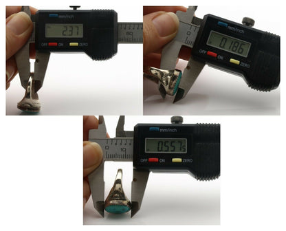 Zuni Ring .925 Silver Natural Blue Turquoise Native American Artist C.1980's