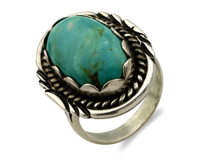 Navajo Ring .925 Silver Turquoise Mountain Apache MFG C.80's