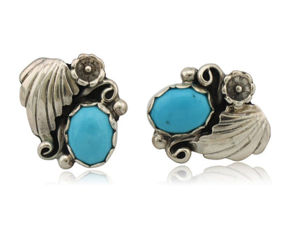 Navajo Earrings 925 Silver Sleeping Beauty Turquoise Native American C.80's