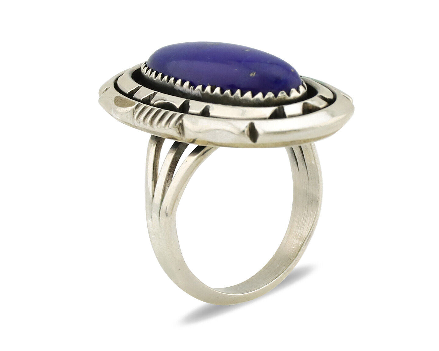 Navajo Ring 925 Silver Natural Lapis Lazuli Artist Signed William Denetdale C80s