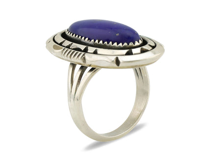 Navajo Ring 925 Silver Natural Lapis Lazuli Artist Signed William Denetdale C80s