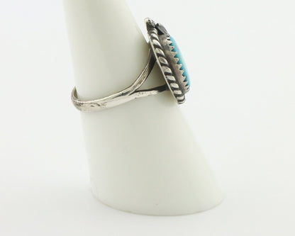 Navajo Handmade Ring .925 Silver Kingman Turquoise Native Artist C.80's