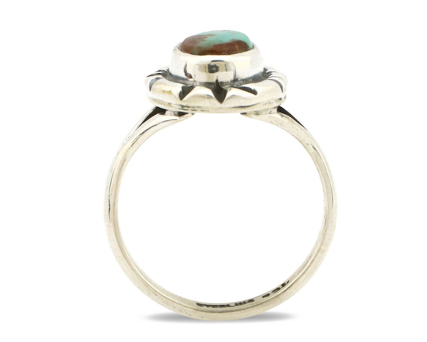 Navajo Ring .925 Silver Kingman Turquoise Artist Signed Gecko C.90's