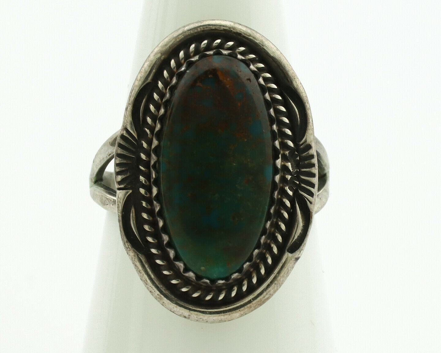 Navajo Ring .925 Silver Nevada Turquoise Native American Artist C.1980's