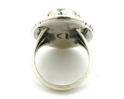 Navajo Ring .925 Silver Natural Uncolored Green Turquoise Signed Apache C.80's