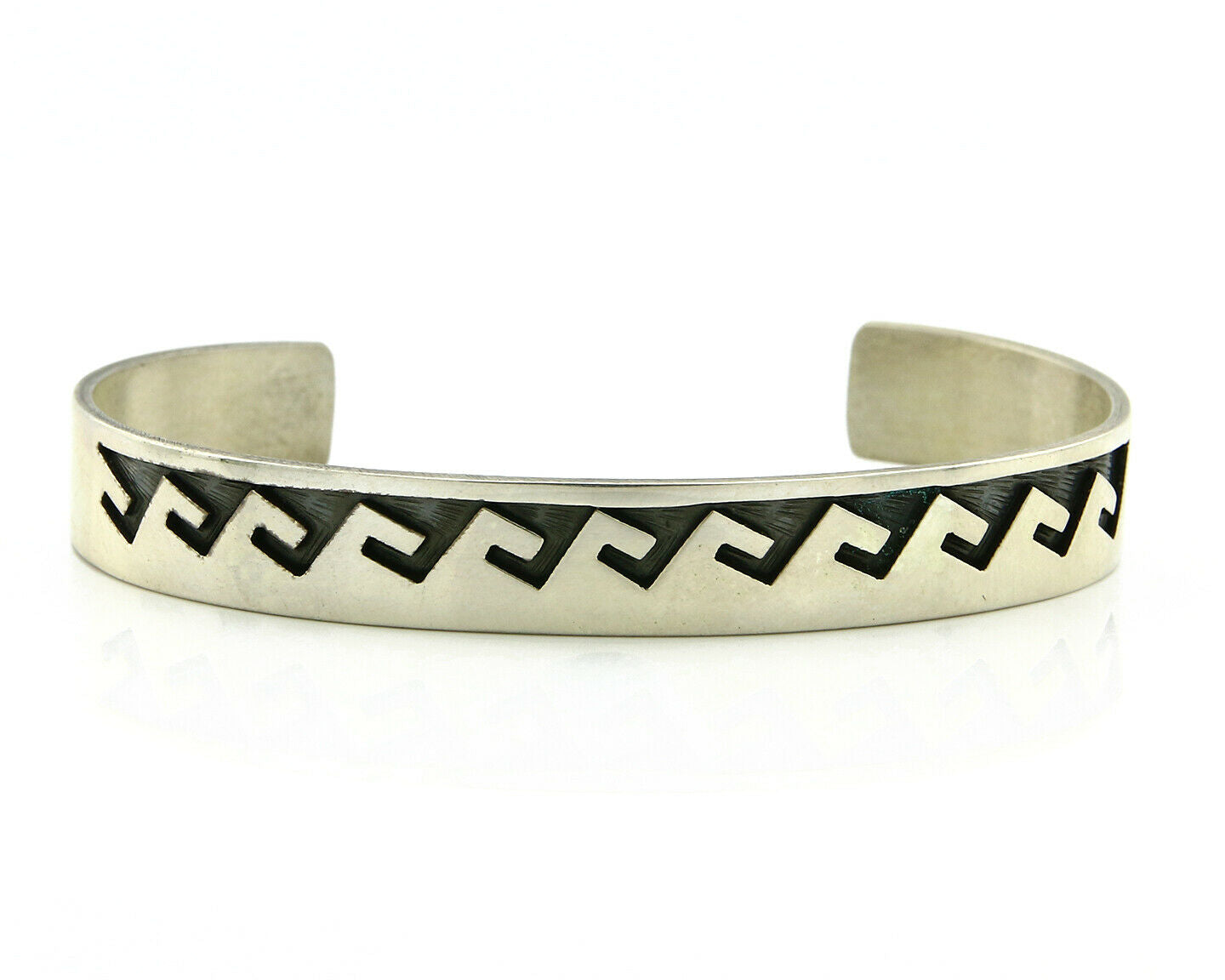 Navajo Bracelet Overlay Design .925 SOLID Sterling Silver Signed Artist SC C.80s