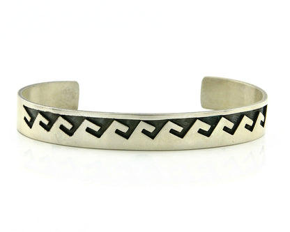 Navajo Bracelet Overlay Design .925 SOLID Sterling Silver Signed Artist SC C.80s