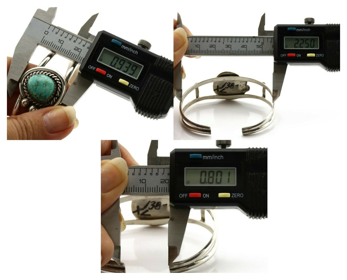 Navajo Bracelet .925 Silver Blue Spiderweb Turquoise Signed C Montoya 80's