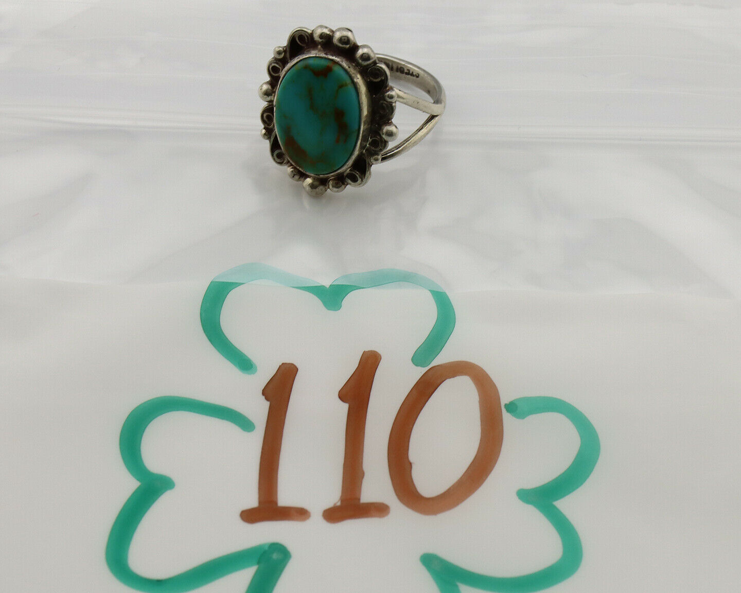 Navajo Ring .925 Silver Kingman Turquoise Artist Signed Billy Eagle C.90's