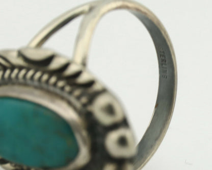 Navajo Ring .925 Silver Natural Turquoise Artist Signed Native American C.80's